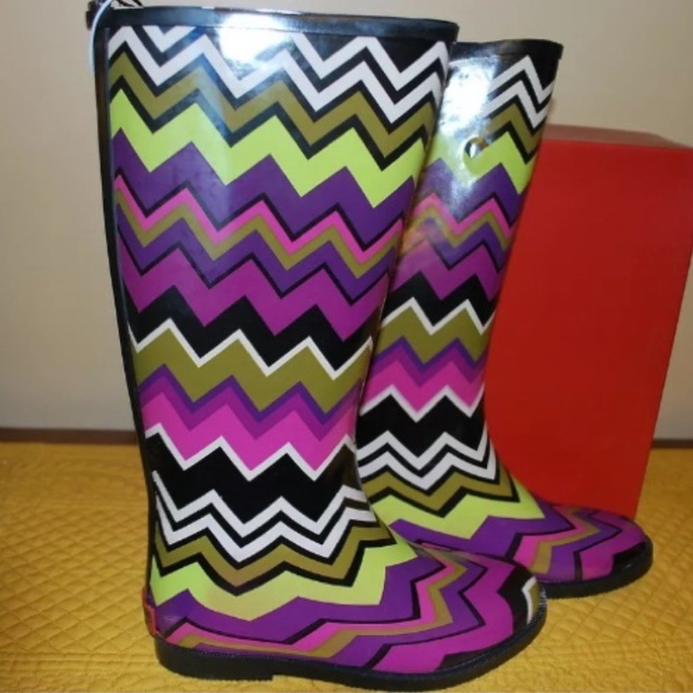 MISSONI FOR TARGET GIRLS VENETIAN ZIGZAG PURPLE RAIN BOOTS Size 1